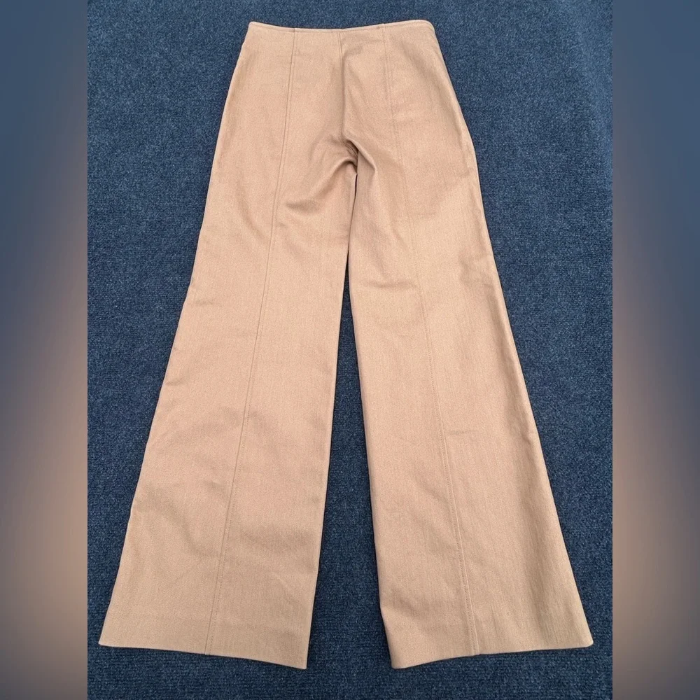 Cinq à Sept Azure Long Wide Leg Jeans Pants in Sahara Tan Trousers Size 6 - Picture 6 of 16